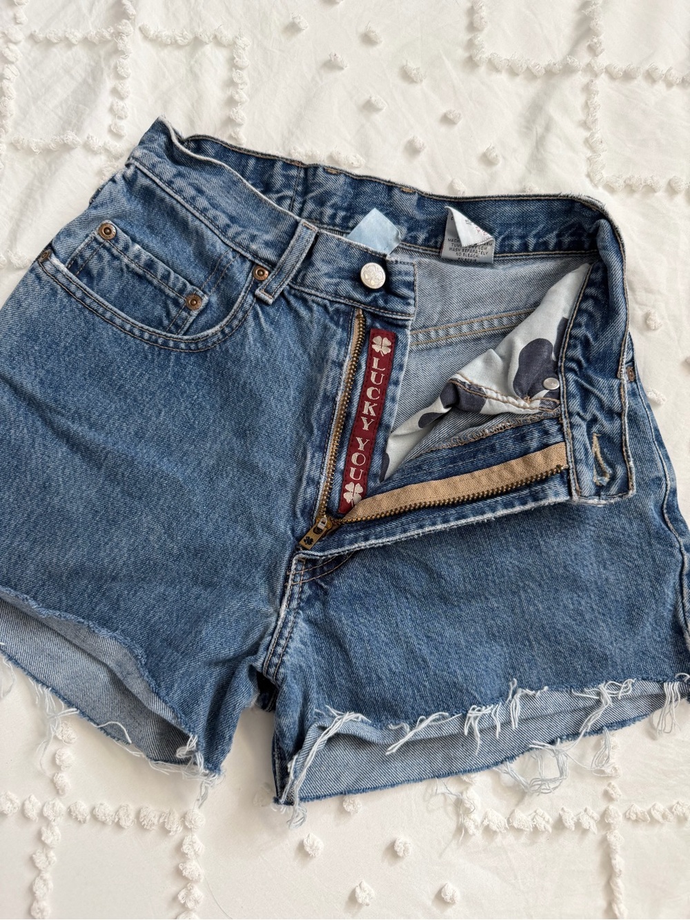 Vintage Lucky Brand Dungarees High Rise Cutoff Denim Shorts Made in USA